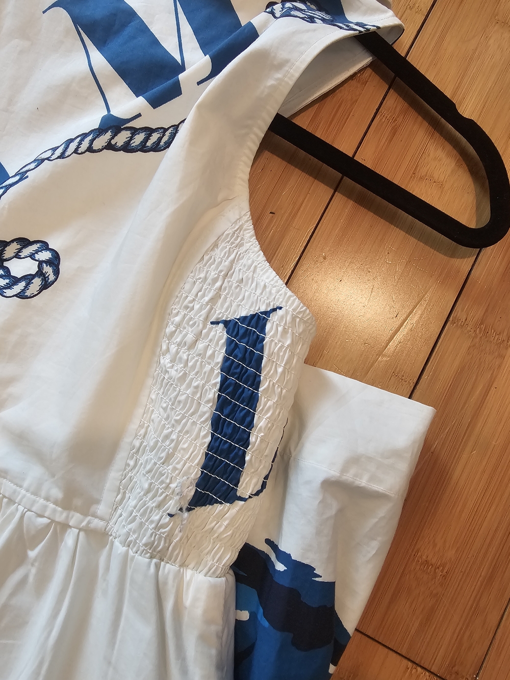 NWT Anthropologie White & Blue Nautical Print Midi Shirtdress Sz M - Picture 5 of 11